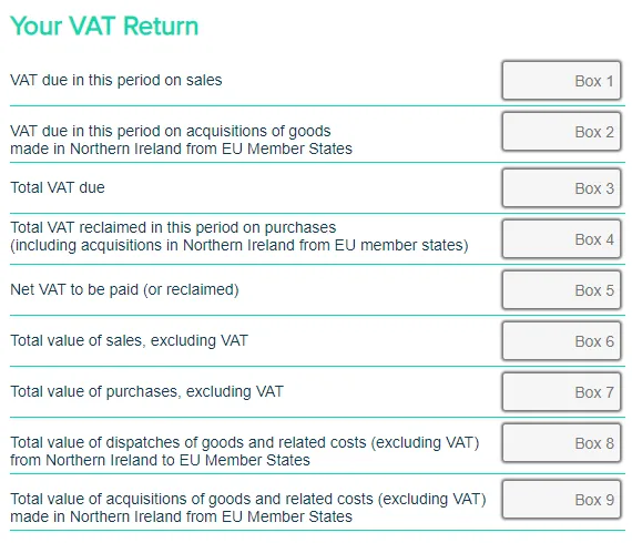 VAT return boxes example