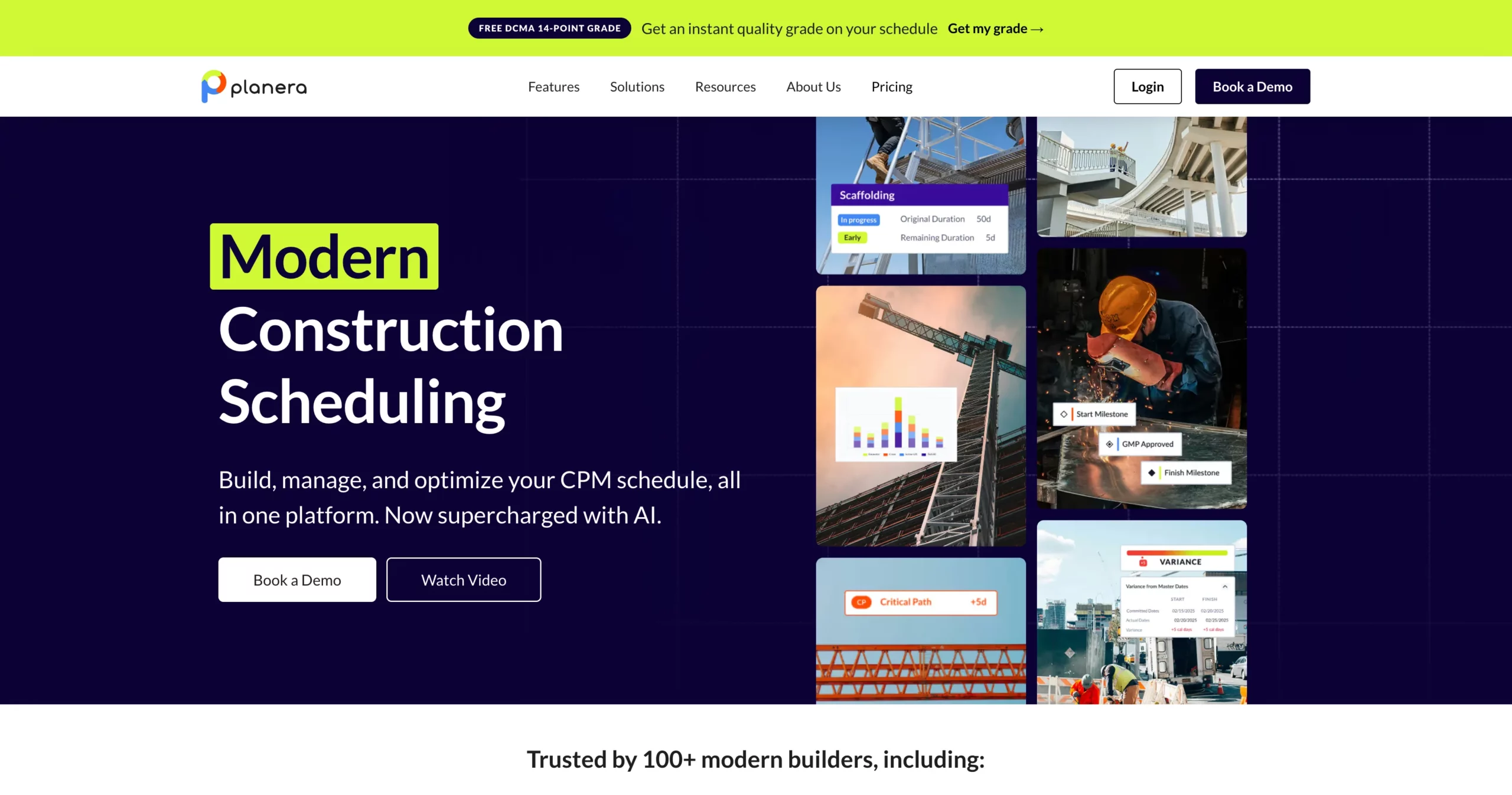 Planera construction CPM scheduling software homepage