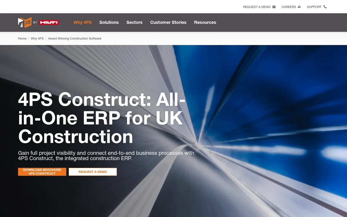 Screenshot of the 4PS Construct website