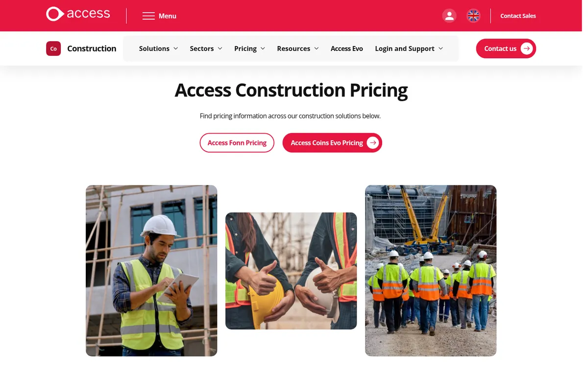 Screenshot of The Access Group pricing page