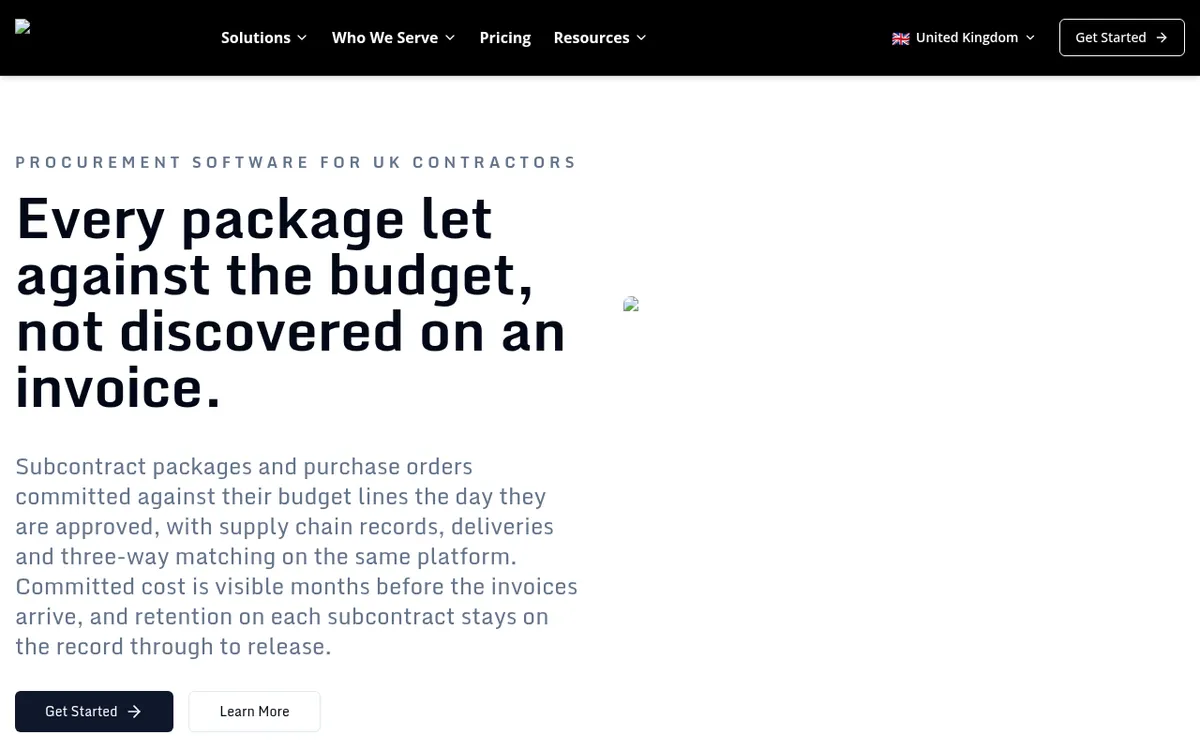 Screenshot of the Archdesk procurement website