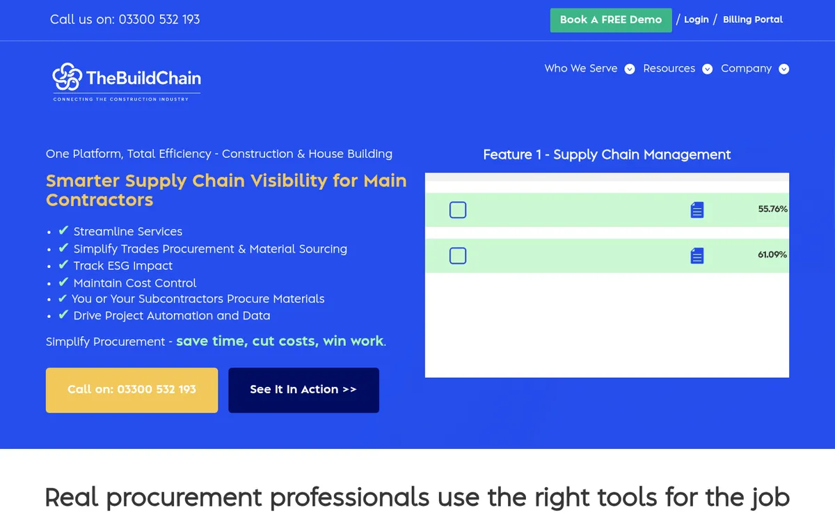 Screenshot of the The Build Chain pricing page