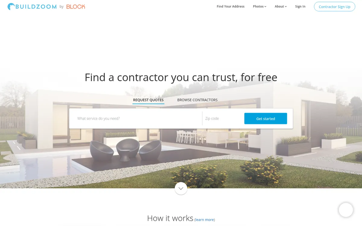 Screenshot of the BuildZoom website