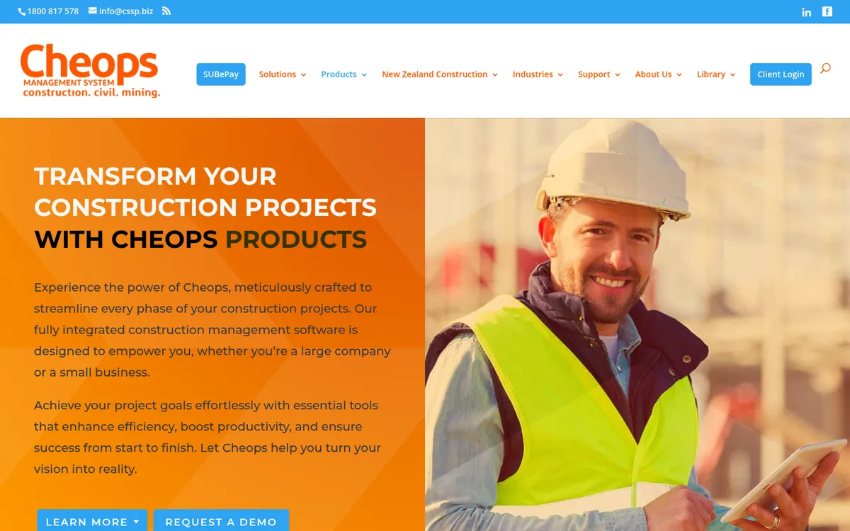 Screenshot of the Cheops website