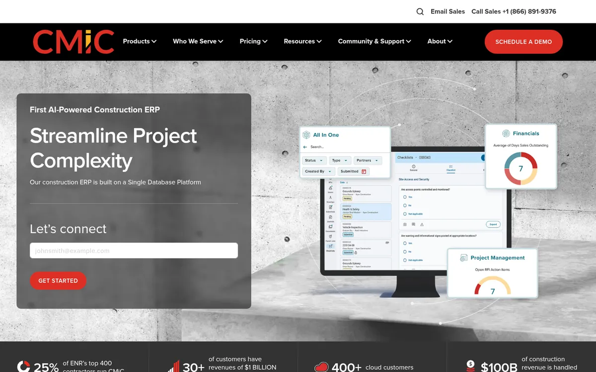 Screenshot of the CMiC website
