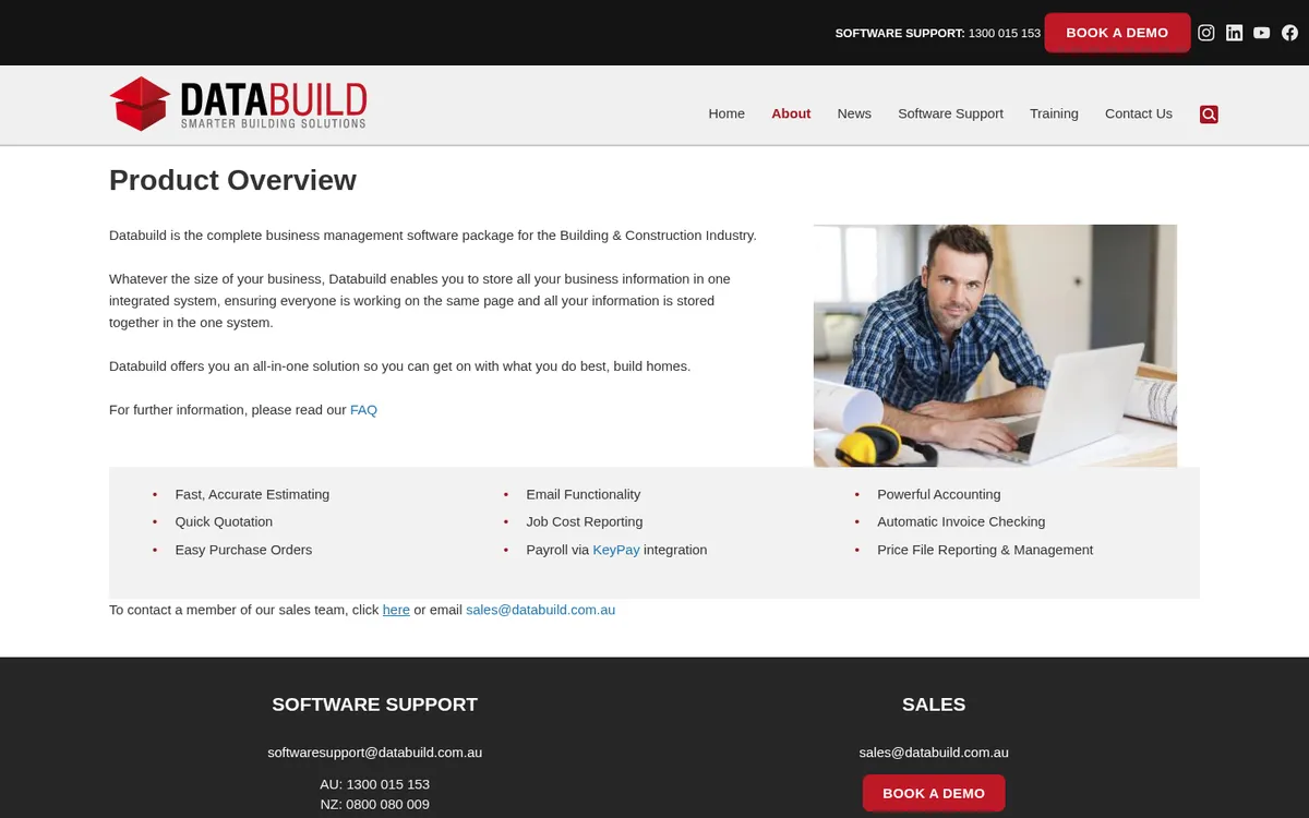 Screenshot of the Databuild website