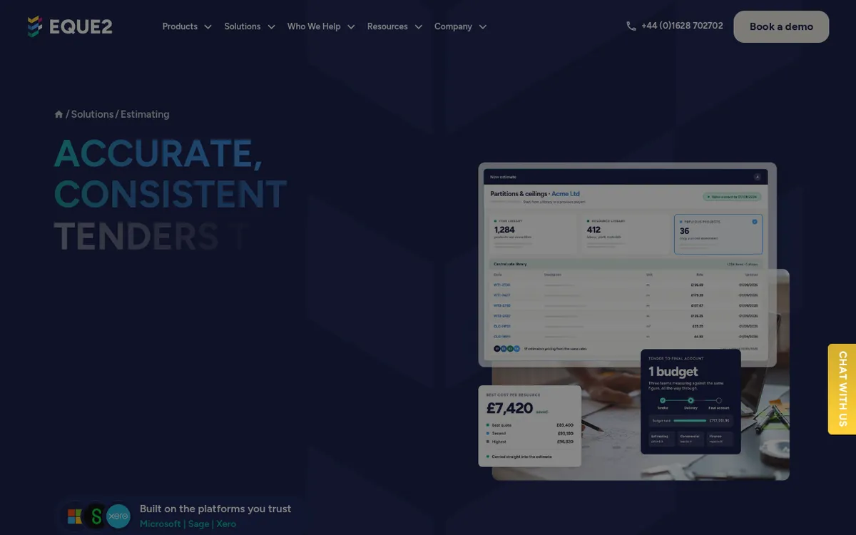 Screenshot of the Eque2 EValuate website