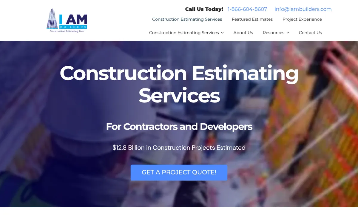 Screenshot of the I AM Builders website