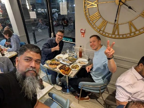 Dinner at a London restaurant between customer meetings