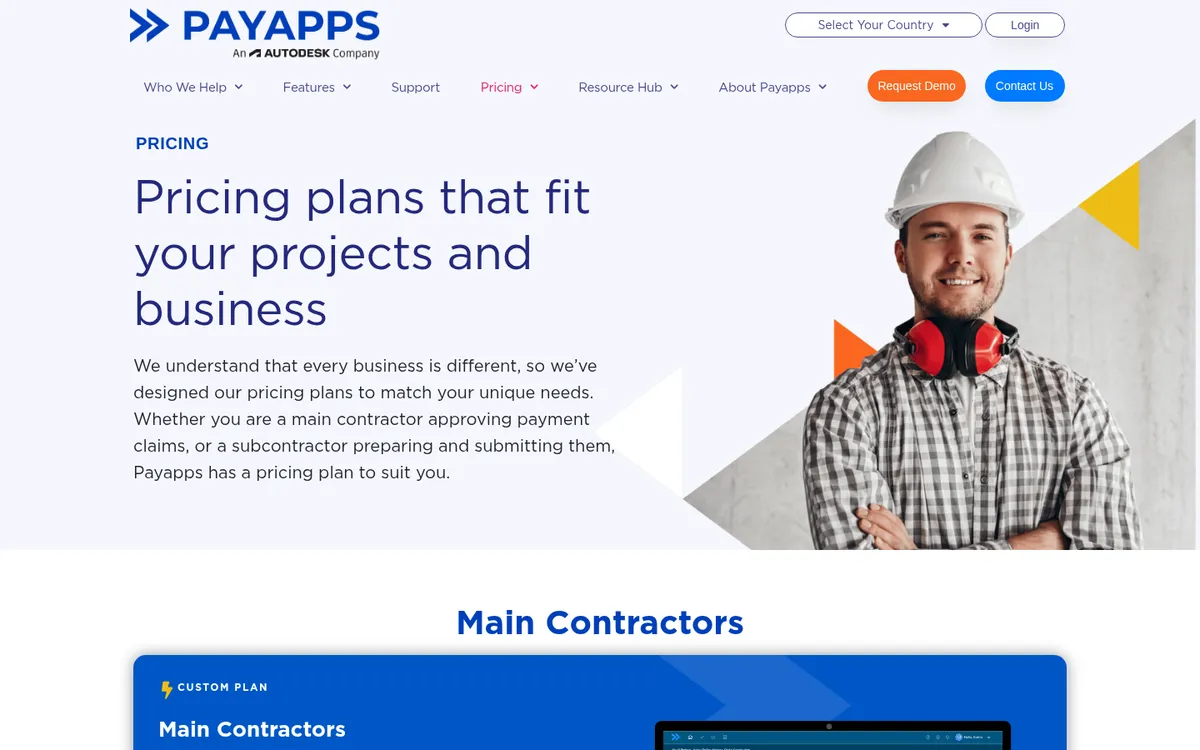 Screenshot of the Payapps UK pricing page