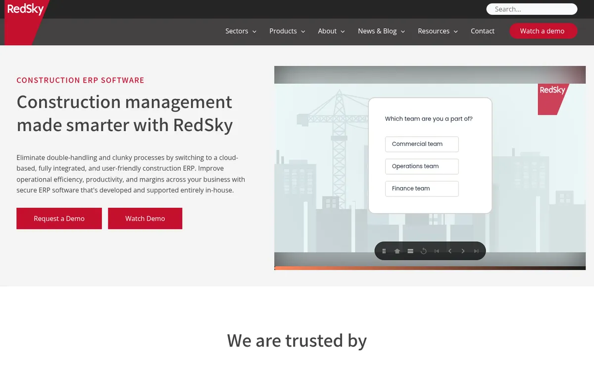 Screenshot of the RedSky website
