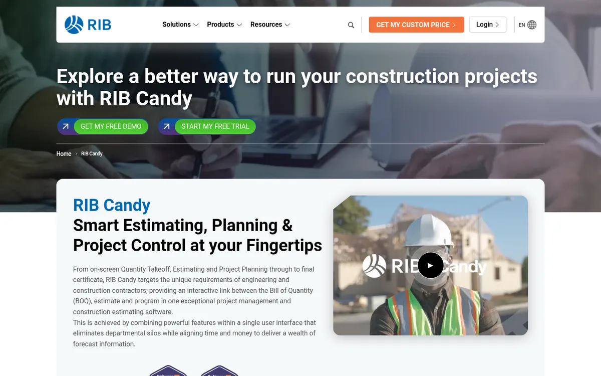 Screenshot of the RIB Candy website