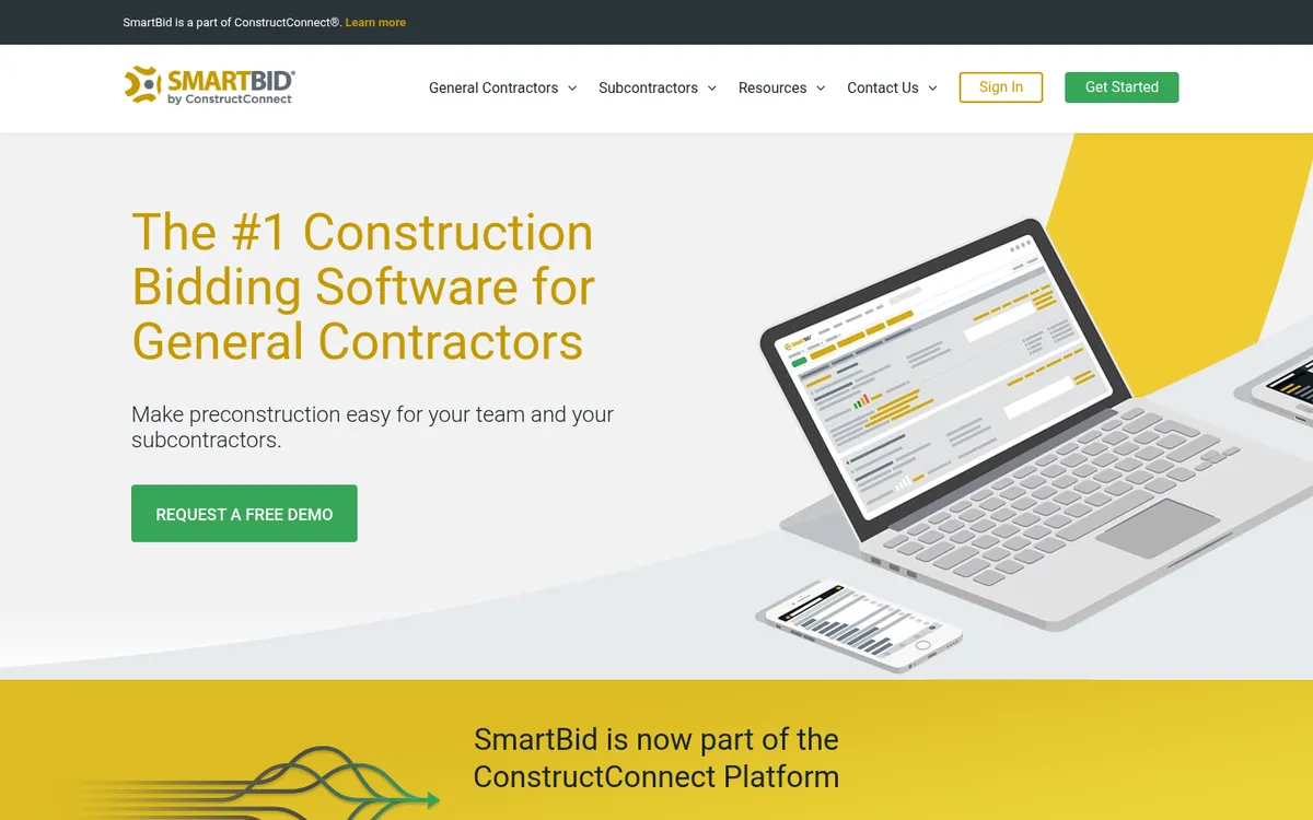 Screenshot of the SmartBid website