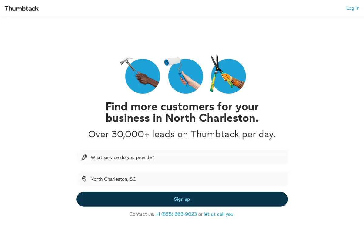 Screenshot of the Thumbtack website