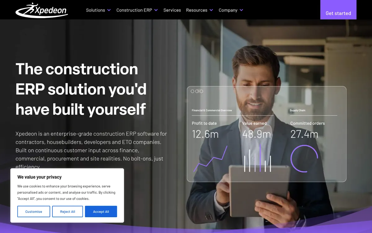 Screenshot of the Xpedeon website